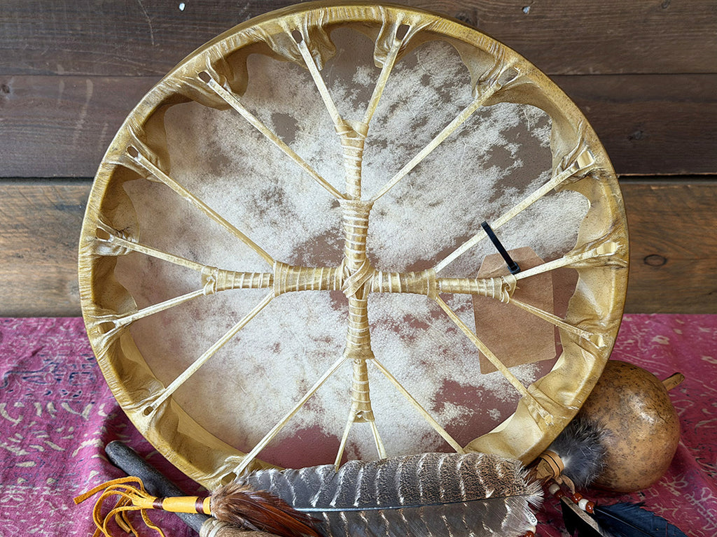 16" Buffalo Shamanic Drum Four Directional Star