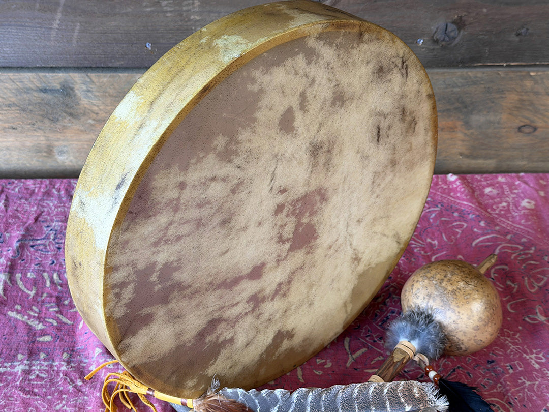 16" Buffalo Shamanic Drum Four Directional Star