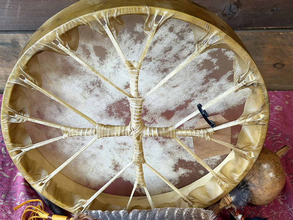 16" Buffalo Shamanic Drum Four Directional Star