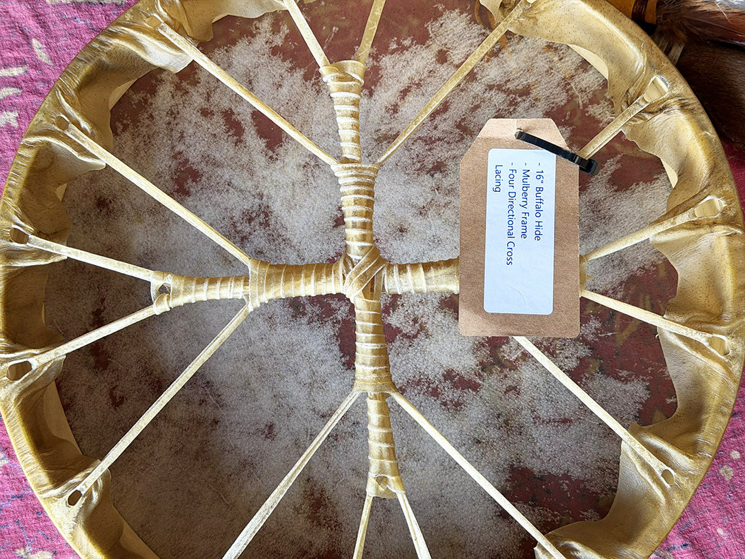 16" Buffalo Shamanic Drum Four Directional Star