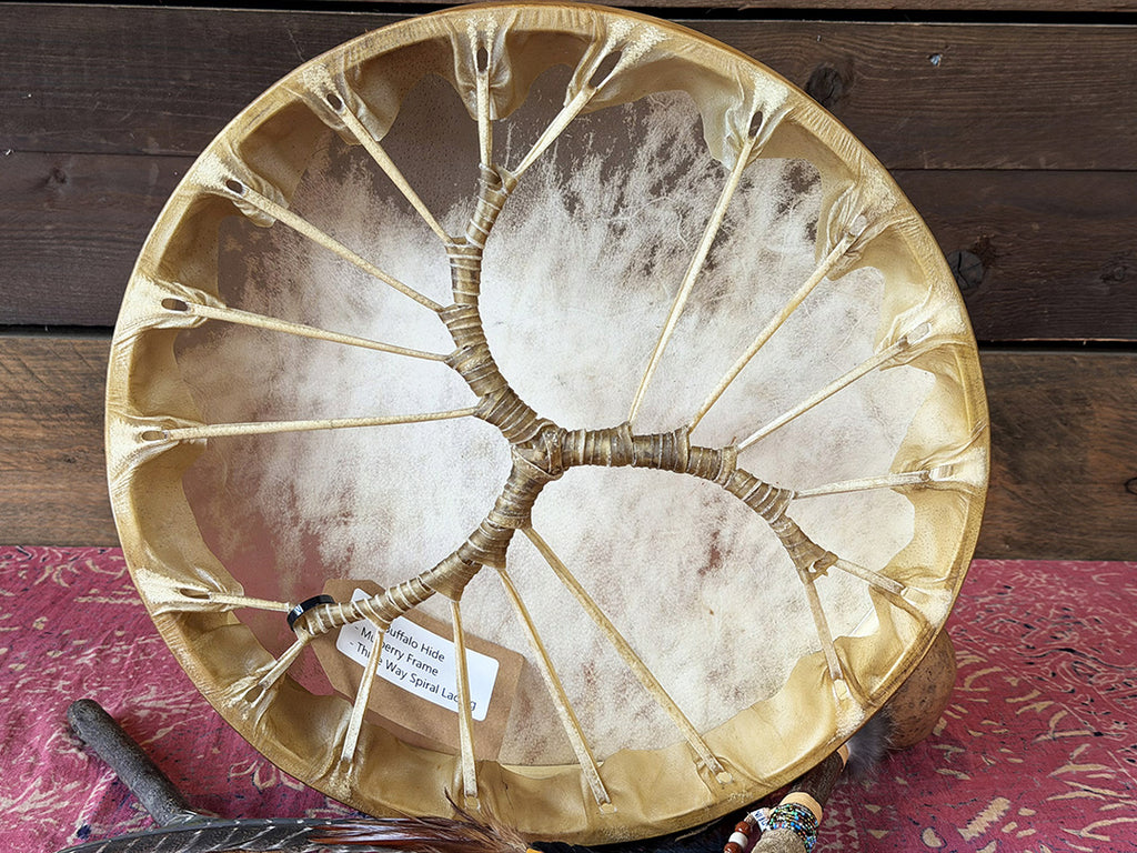 16" Buffalo Shamanic Drum Three Way Spiral