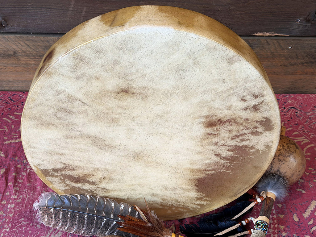 16" Buffalo Shamanic Drum Three Way Spiral