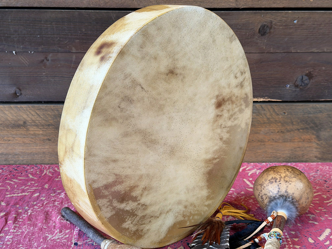 16" Buffalo Shamanic Drum Three Way Spiral