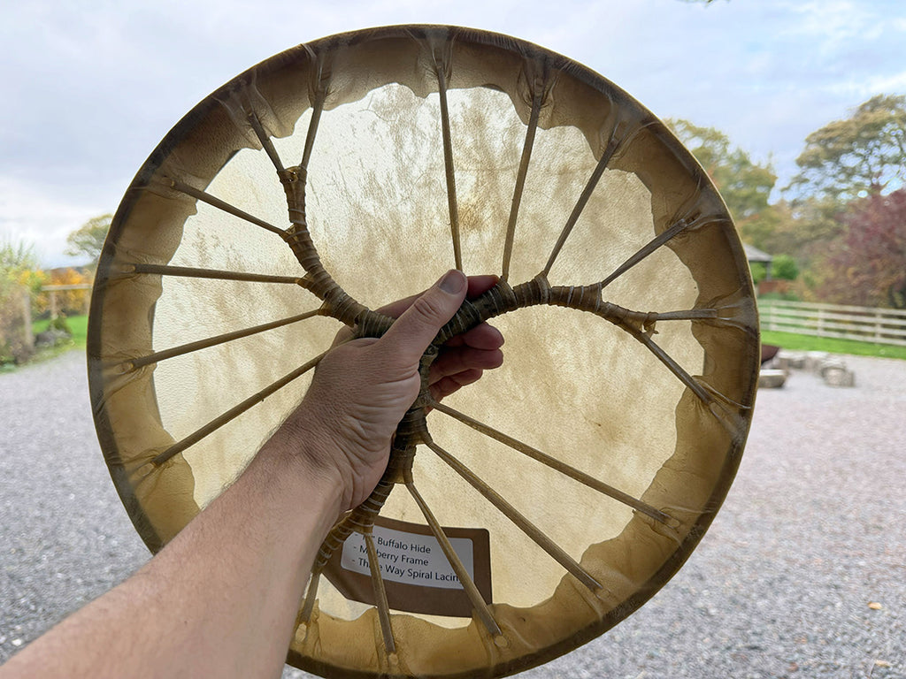 16" Buffalo Shamanic Drum Three Way Spiral