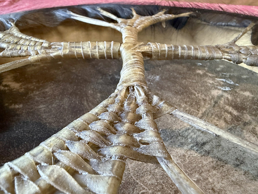 16" Buffalo Shamanic Drum Hybrid Spiral Cross