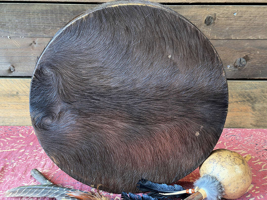 16" Buffalo Shamanic Drum Extended Cross