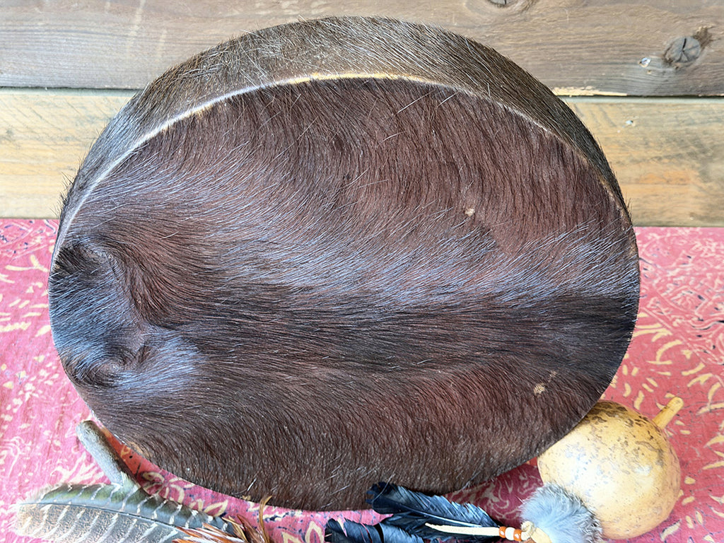 16" Buffalo Shamanic Drum Extended Cross