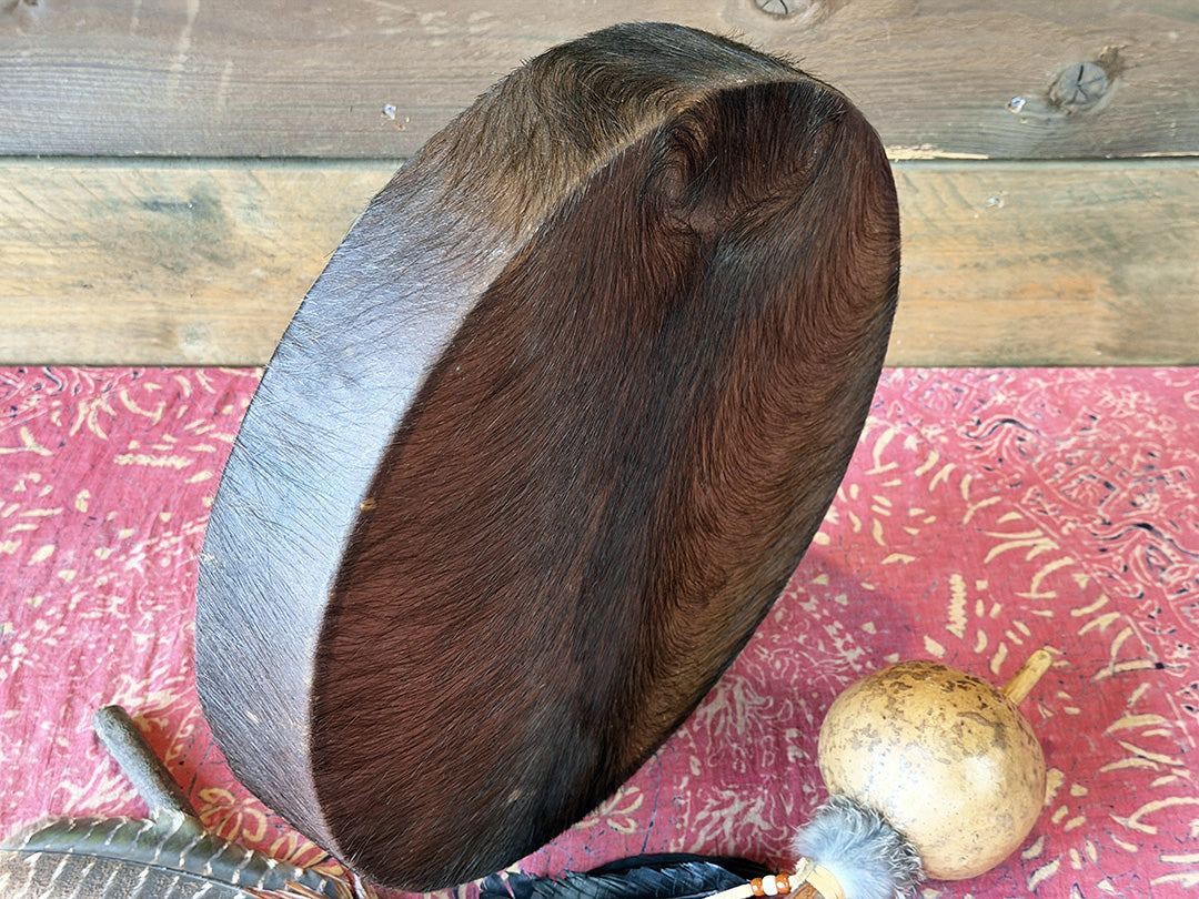 16" Buffalo Shamanic Drum Extended Cross