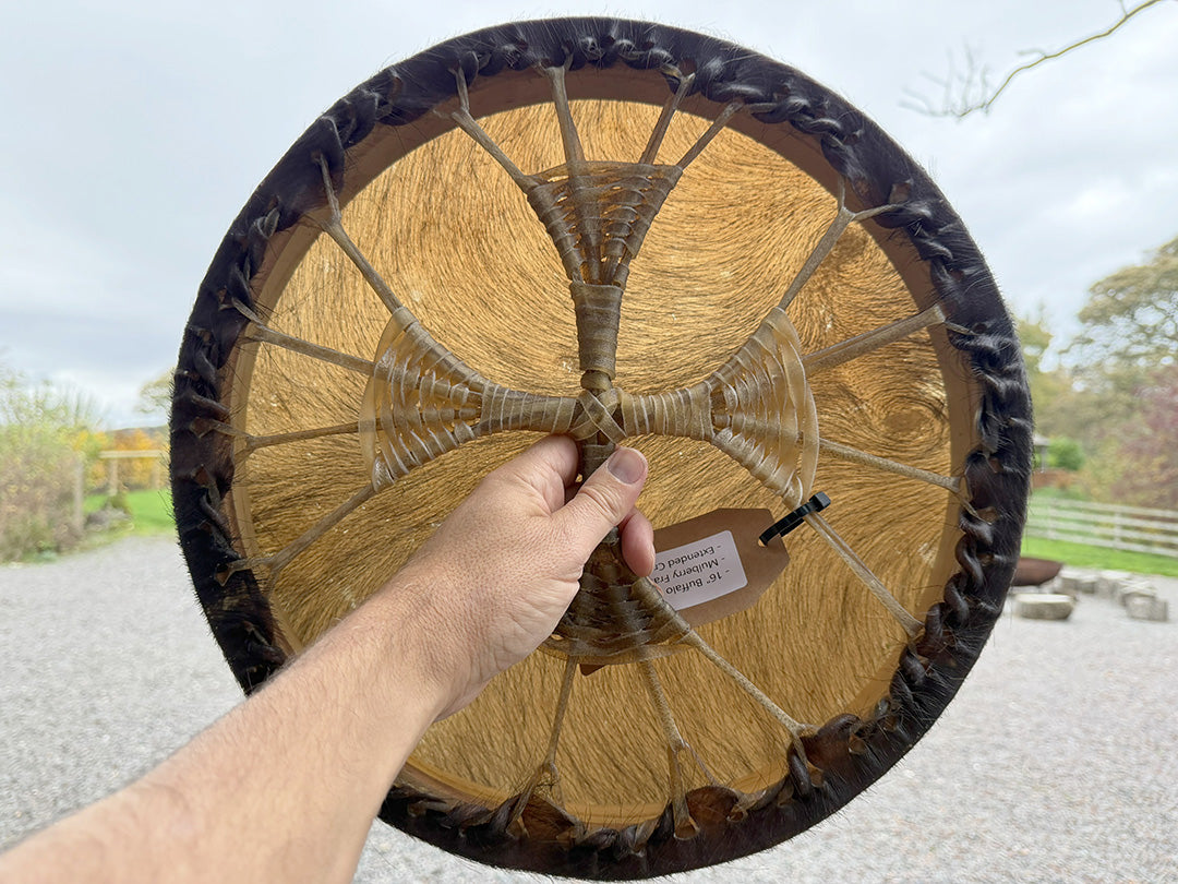 16" Buffalo Shamanic Drum Extended Cross