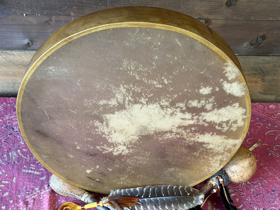 20" Buffalo Shamanic Drum Four Palm