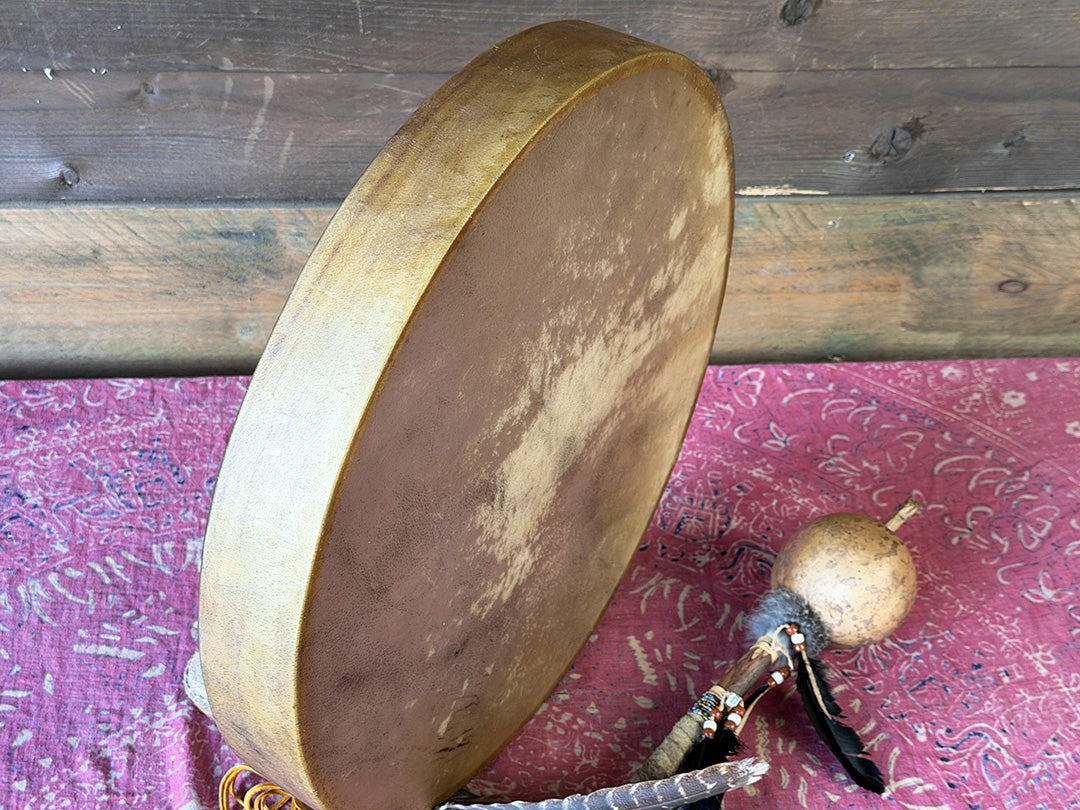 20" Buffalo Shamanic Drum Four Palm