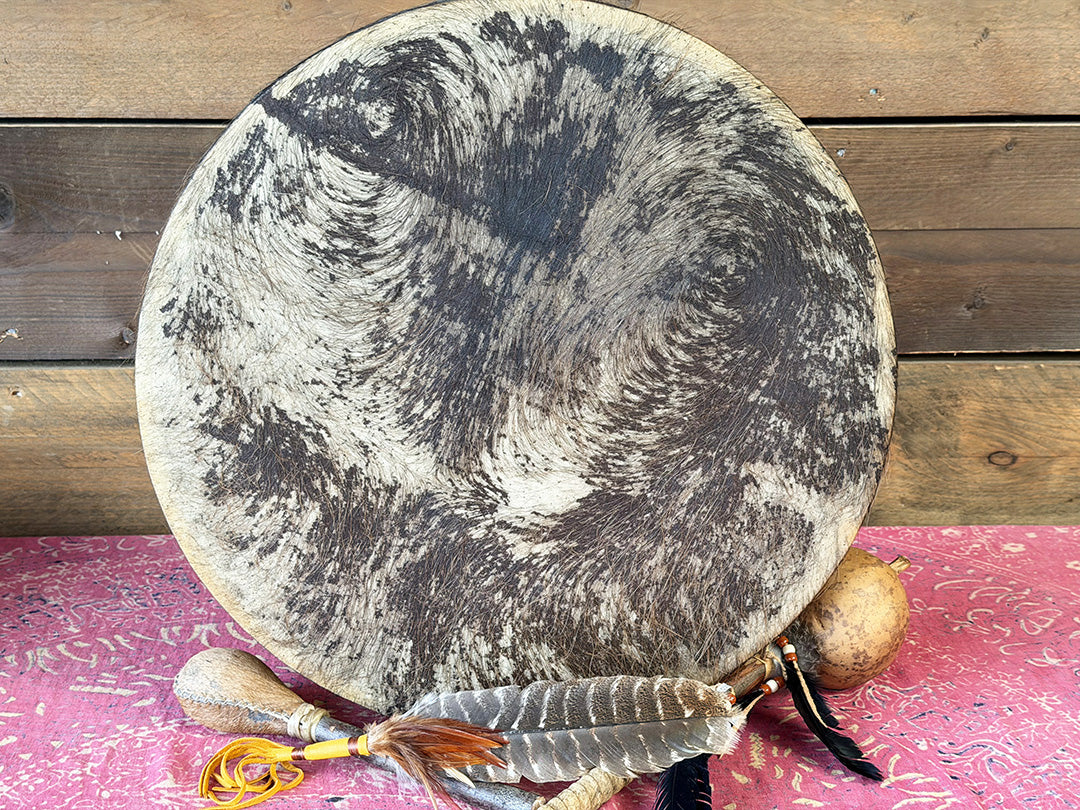 20" Buffalo Shamanic Drum Five Way Cross
