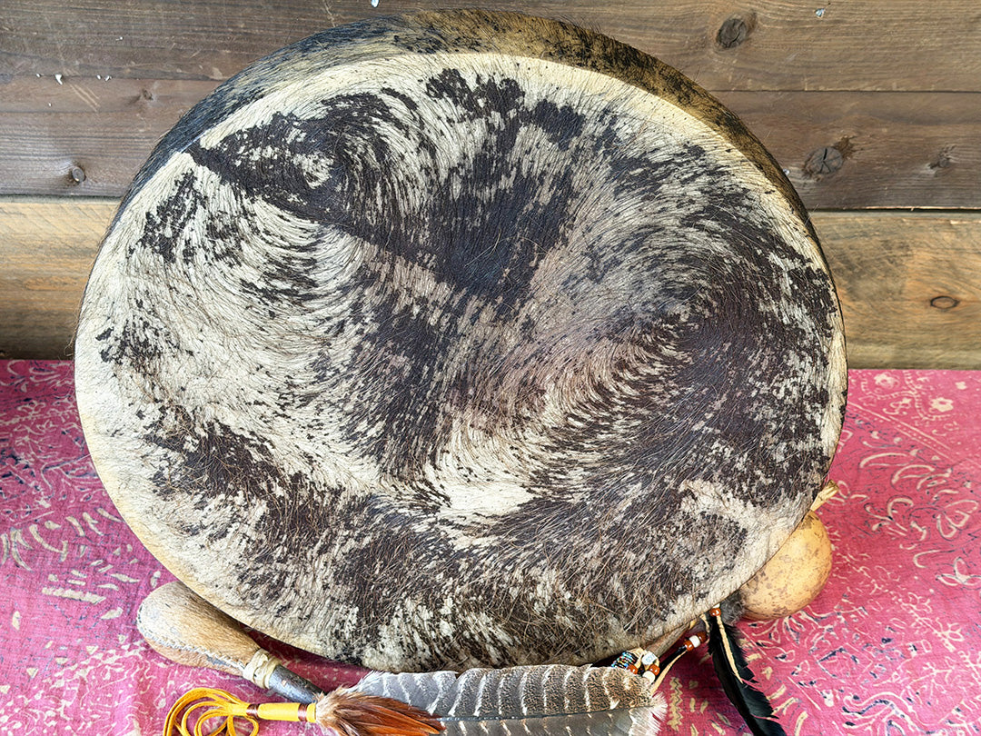 20" Buffalo Shamanic Drum Five Way Cross