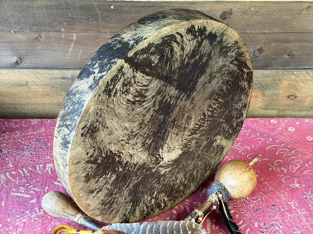 20" Buffalo Shamanic Drum Five Way Cross