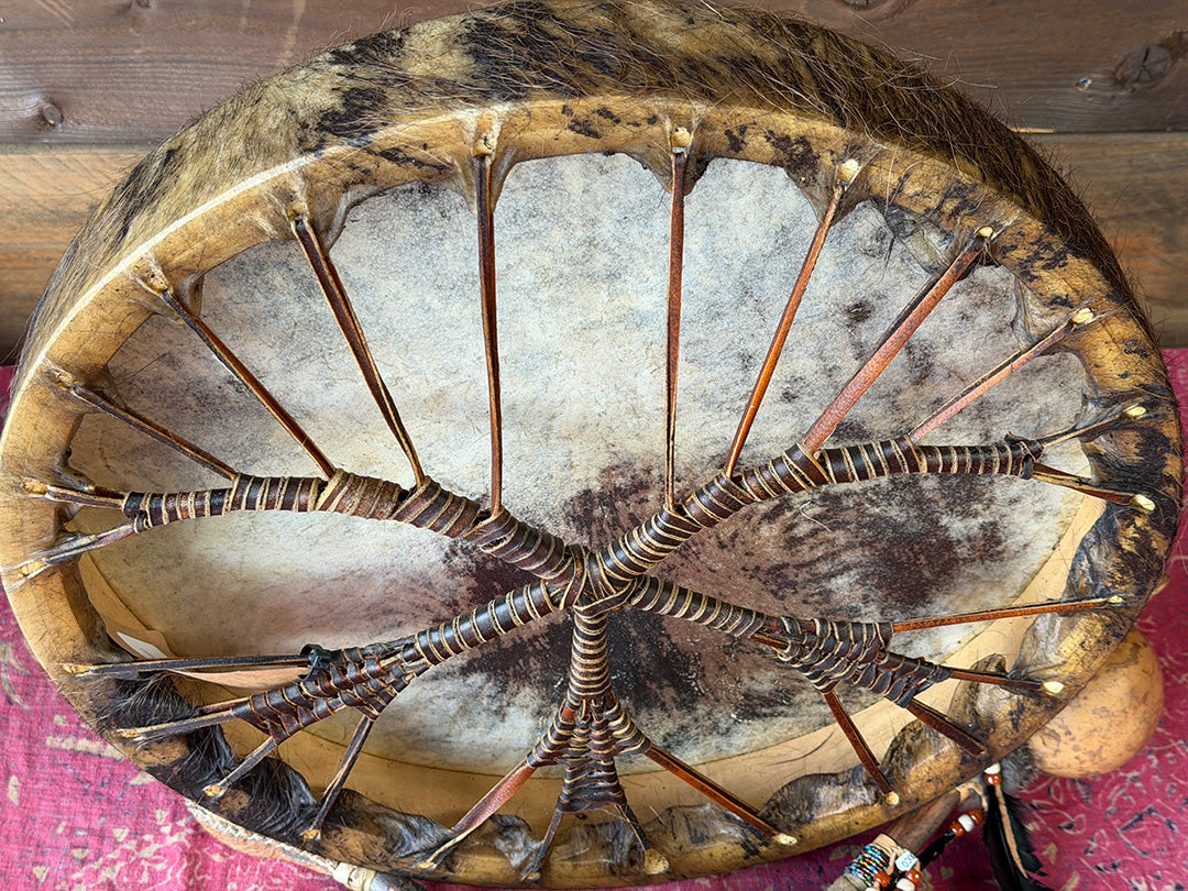 20" Buffalo Shamanic Drum Five Way Cross