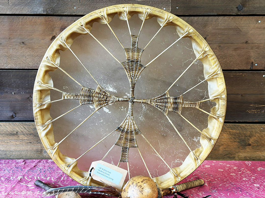 24" Buffalo Shamanic Drum Extended Cross