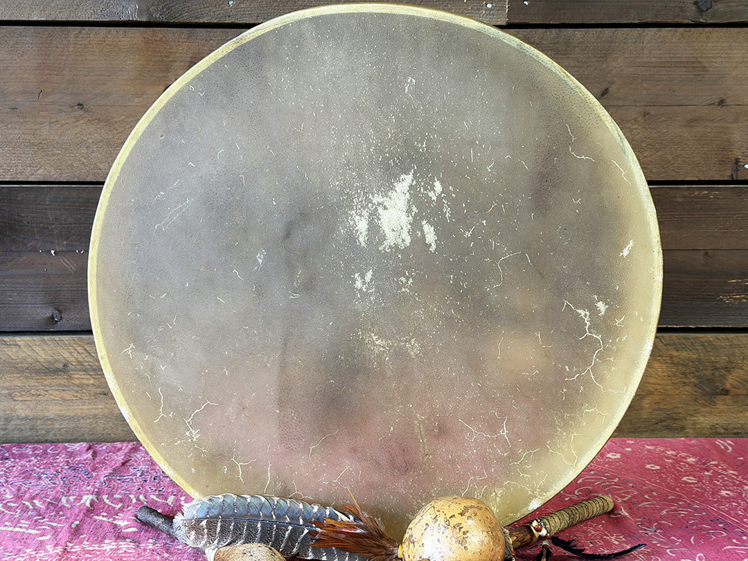 24" Buffalo Shamanic Drum Extended Cross