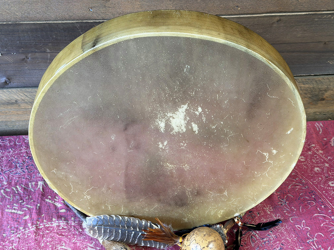 24" Buffalo Shamanic Drum Extended Cross