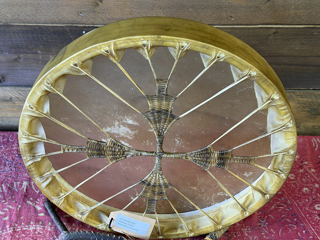 24" Buffalo Shamanic Drum Extended Cross