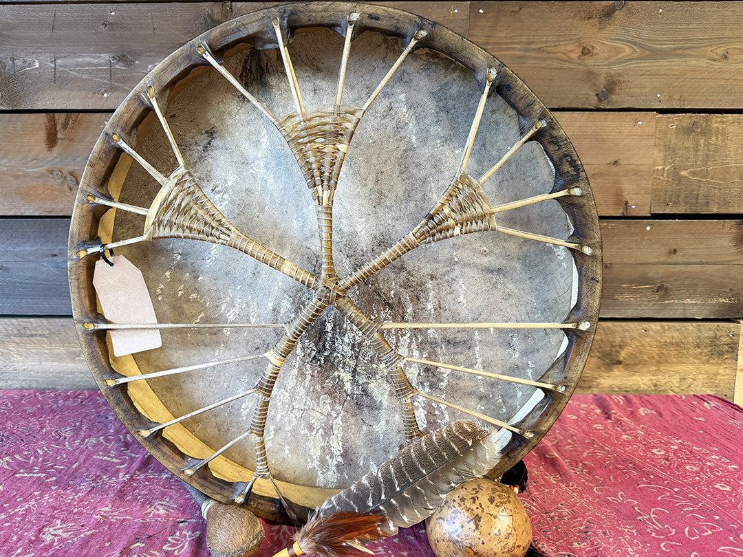 24" Buffalo Shamanic Drum Ankh