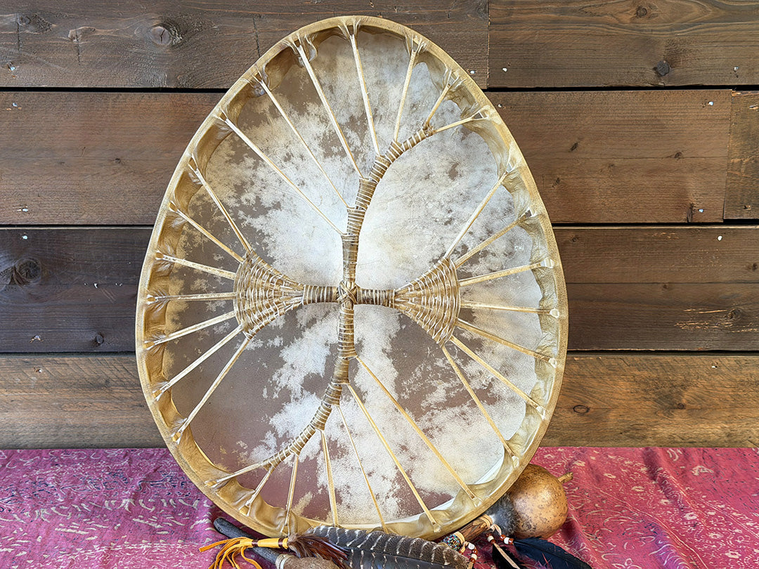 28" Oval Buffalo Shamanic Drum Two Way Spiral