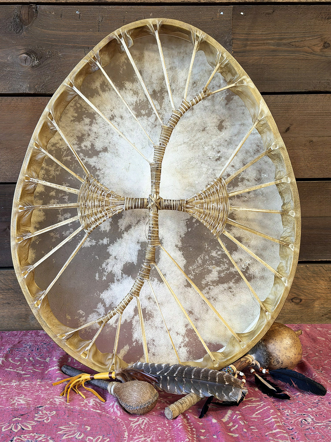 28" Oval Buffalo Shamanic Drum Two Way Spiral