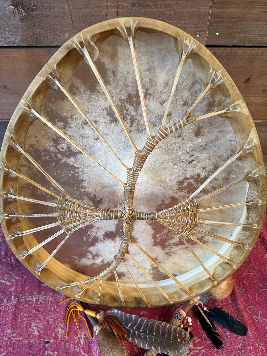 28" Oval Buffalo Shamanic Drum Two Way Spiral