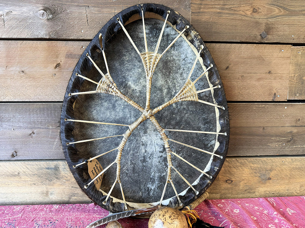 28" Oval Buffalo Shamanic Drum Ankh