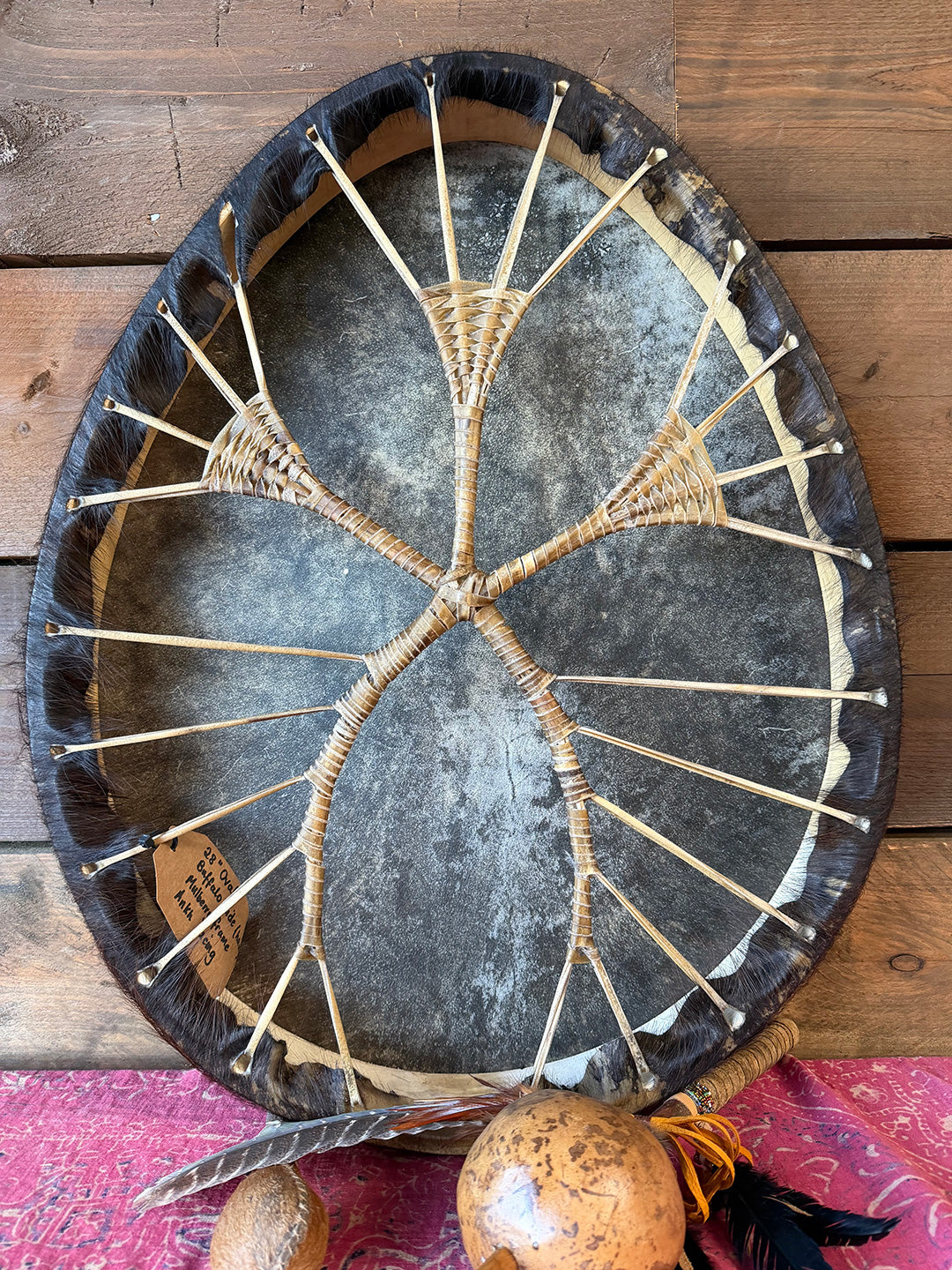 28" Oval Buffalo Shamanic Drum Ankh