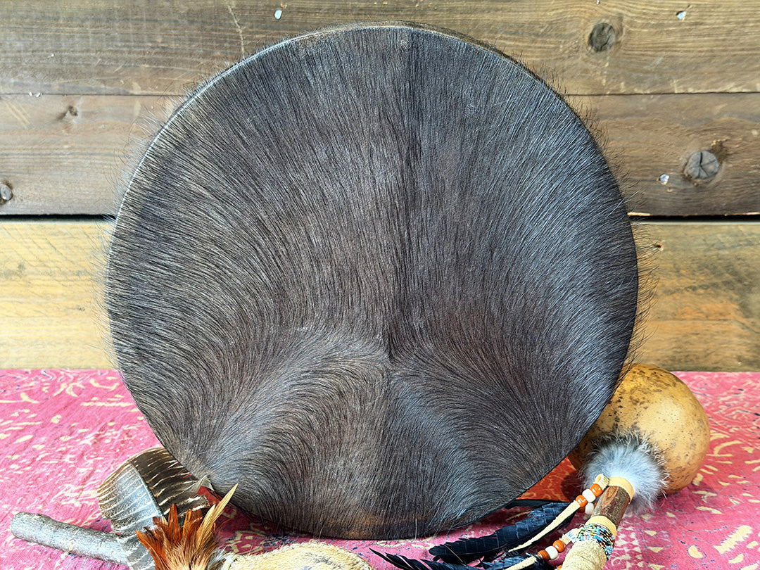 14" Buffalo Shamanic Drum Spiral Spread Lace