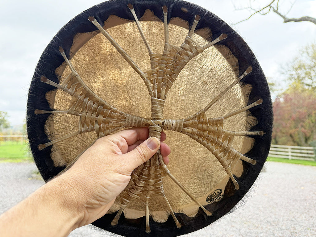 14" Buffalo Shamanic Drum Spiral Spread Lace