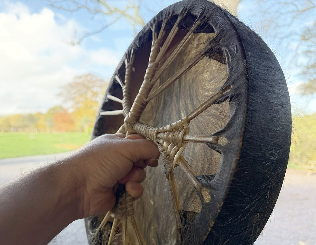 14" Buffalo Shamanic Drum Ankh Lace