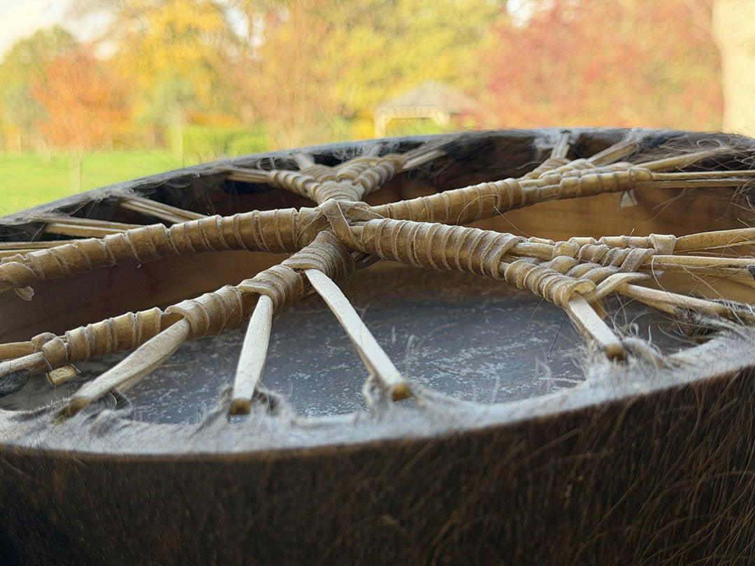14" Buffalo Shamanic Drum Ankh Lace
