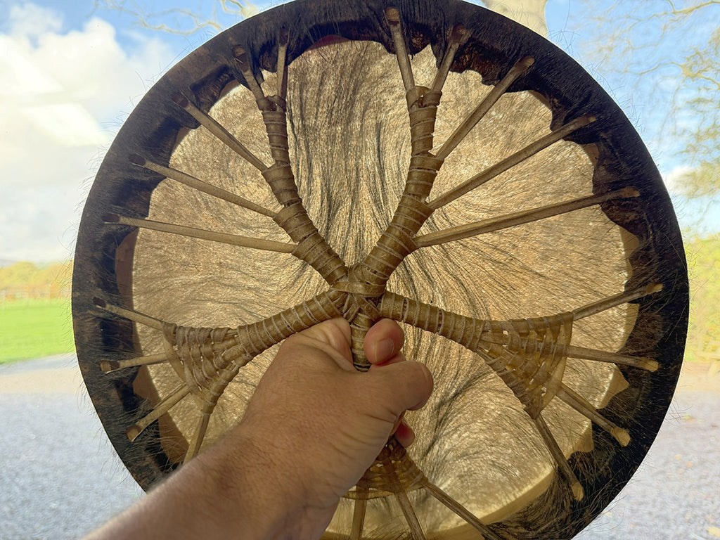 14" Buffalo Shamanic Drum Ankh Lace