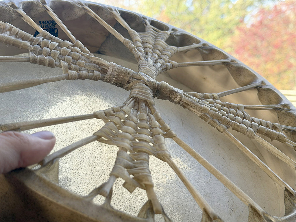 14" Buffalo Shamanic Drum Four Palm Lace