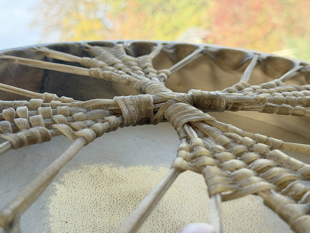 14" Buffalo Shamanic Drum Four Palm Lace