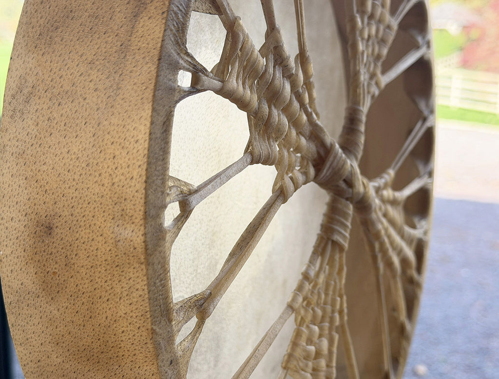 14" Buffalo Shamanic Drum Four Palm Lace