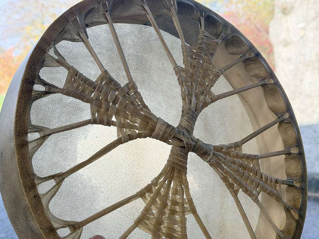 14" Buffalo Shamanic Drum Four Palm Lace