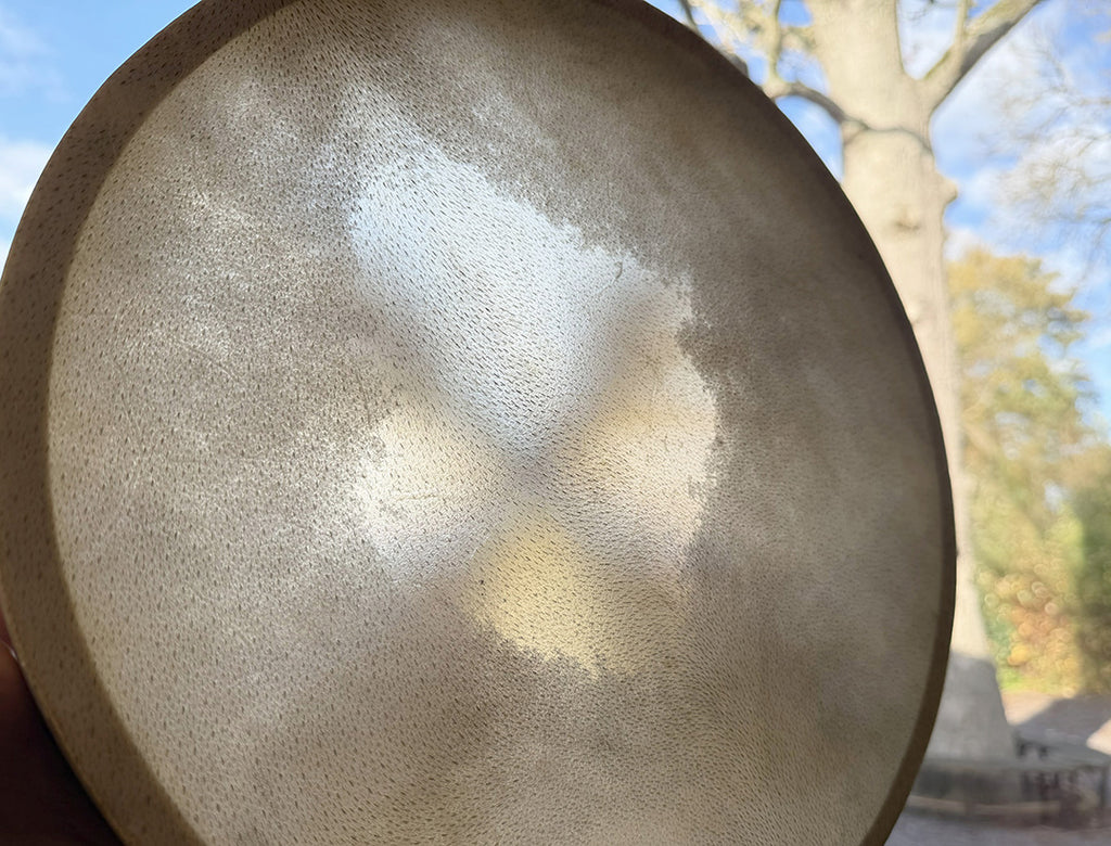 14" Buffalo Shamanic Drum Four Palm Lace