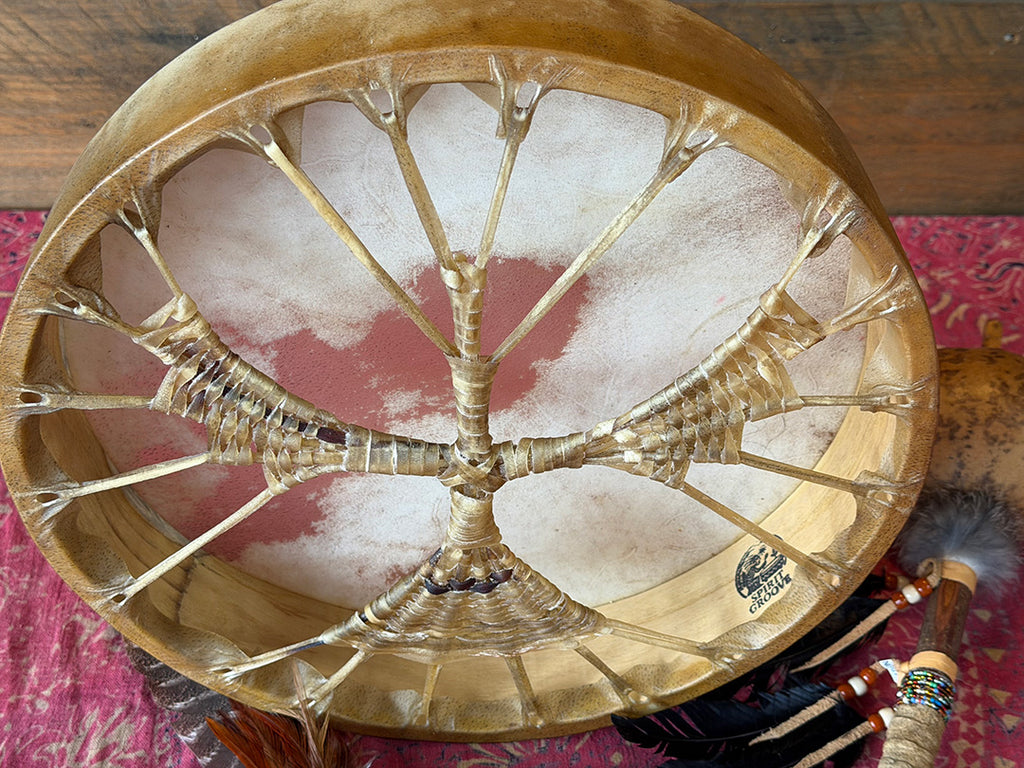 14" Buffalo Shamanic Drum Falcon Lace