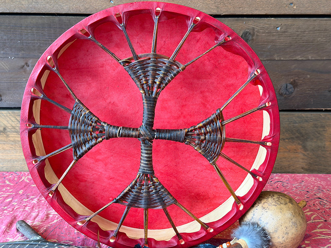 14" Buffalo Shamanic Drum Extended Cross Lace