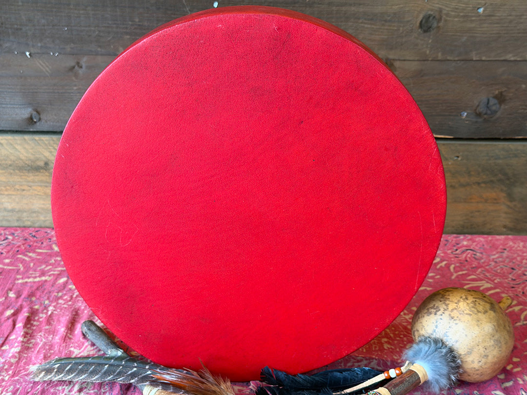 14" Buffalo Shamanic Drum Extended Cross Lace