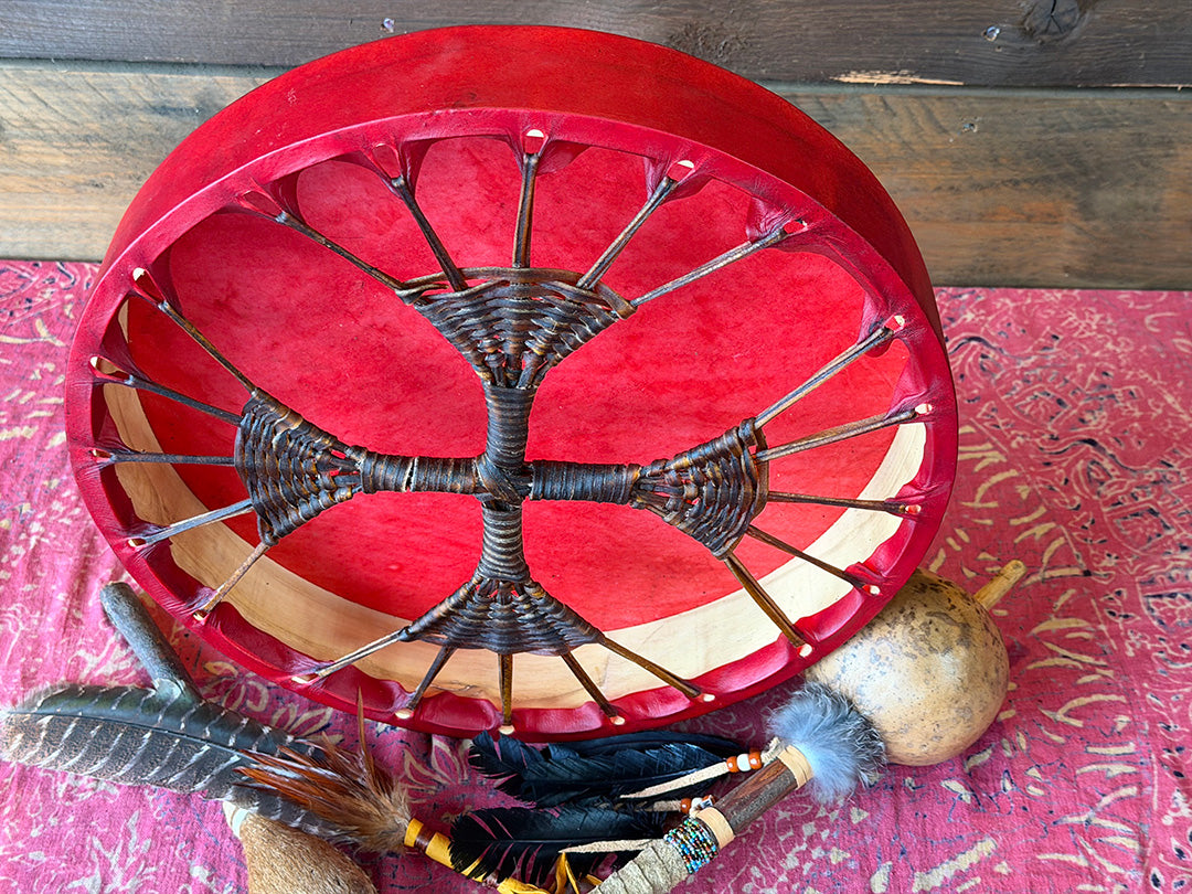 14" Buffalo Shamanic Drum Extended Cross Lace
