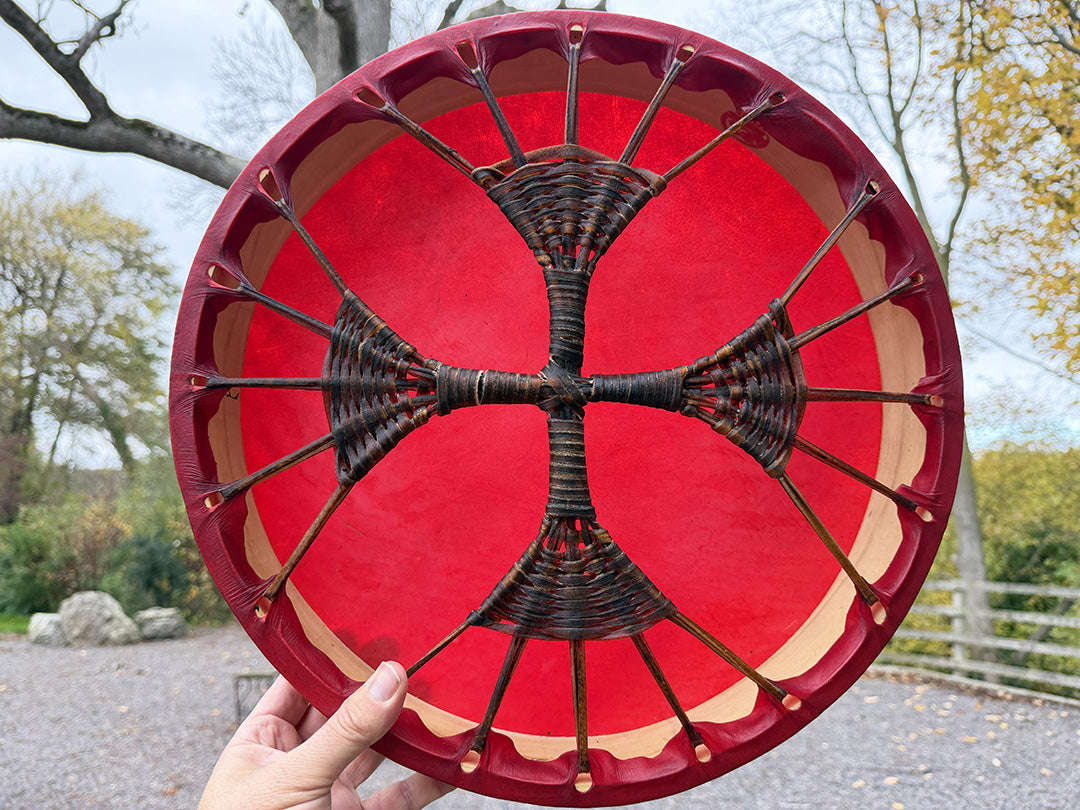 14" Buffalo Shamanic Drum Extended Cross Lace