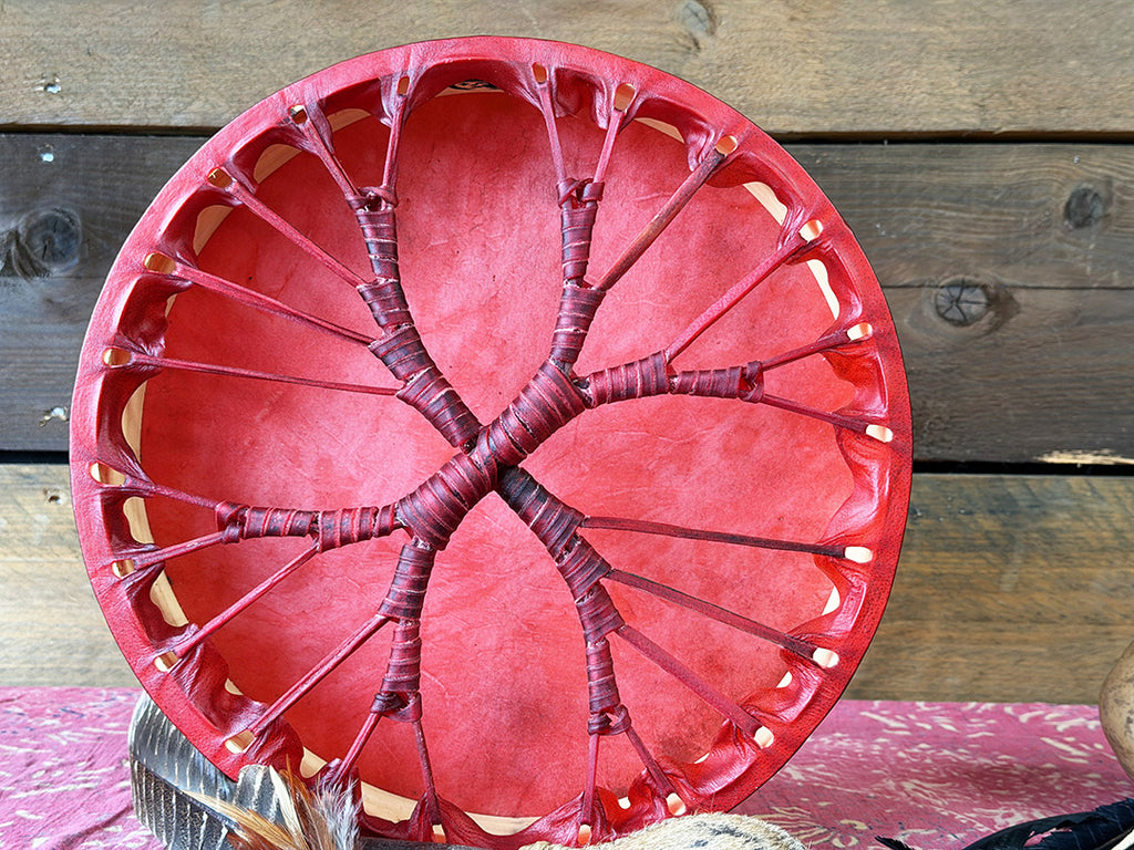 14" Buffalo Shamanic Drum Two Way Spiral Lace