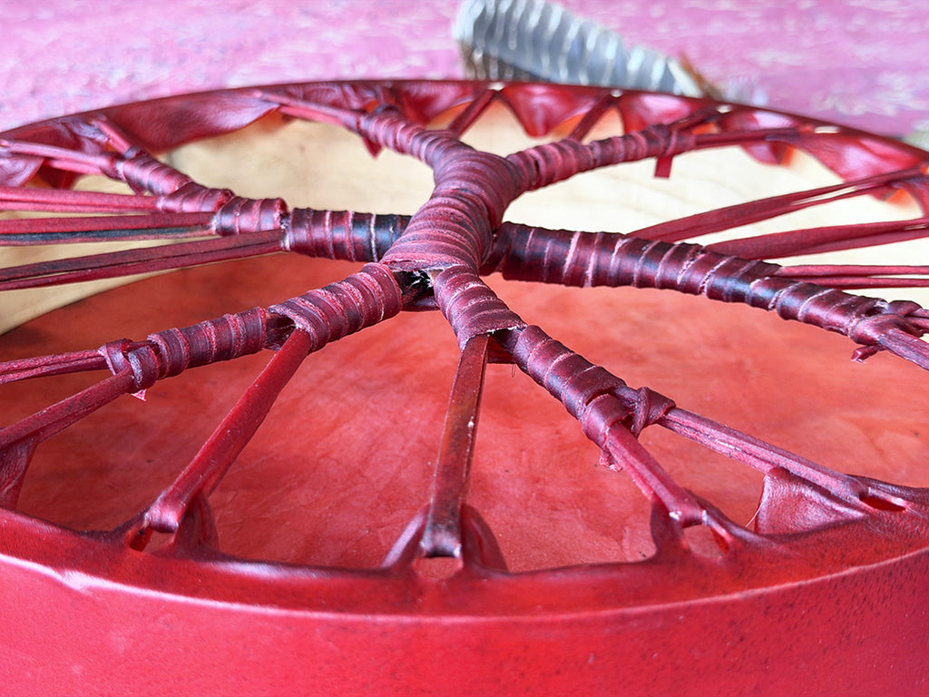 14" Buffalo Shamanic Drum Two Way Spiral Lace