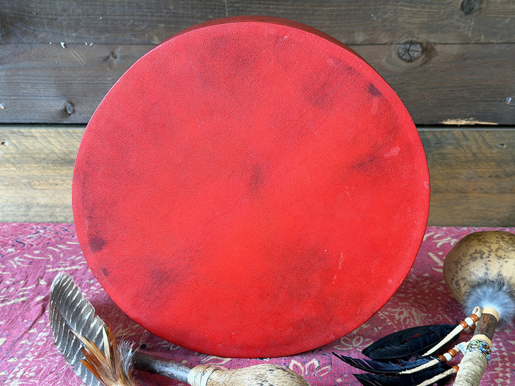 14" Buffalo Shamanic Drum Two Way Spiral Lace