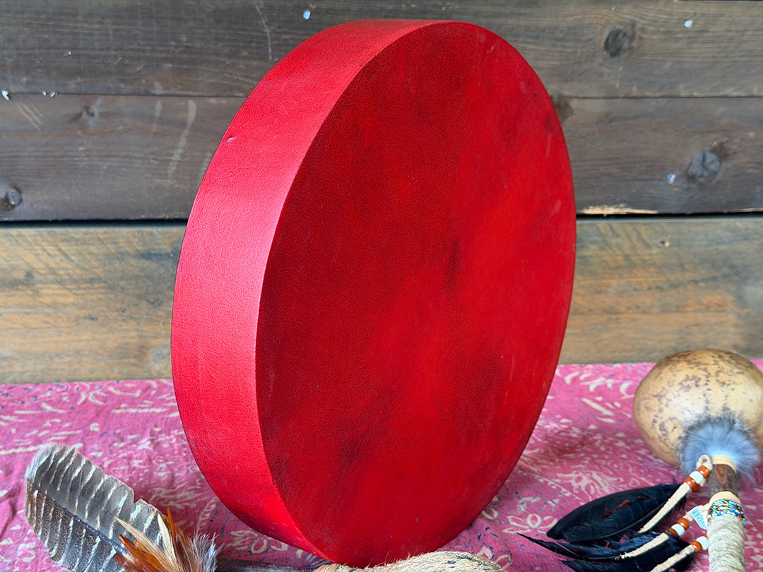 14" Buffalo Shamanic Drum Two Way Spiral Lace