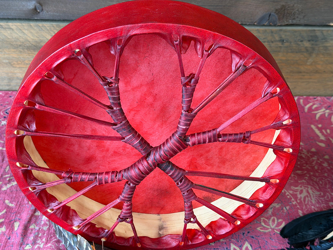 14" Buffalo Shamanic Drum Two Way Spiral Lace