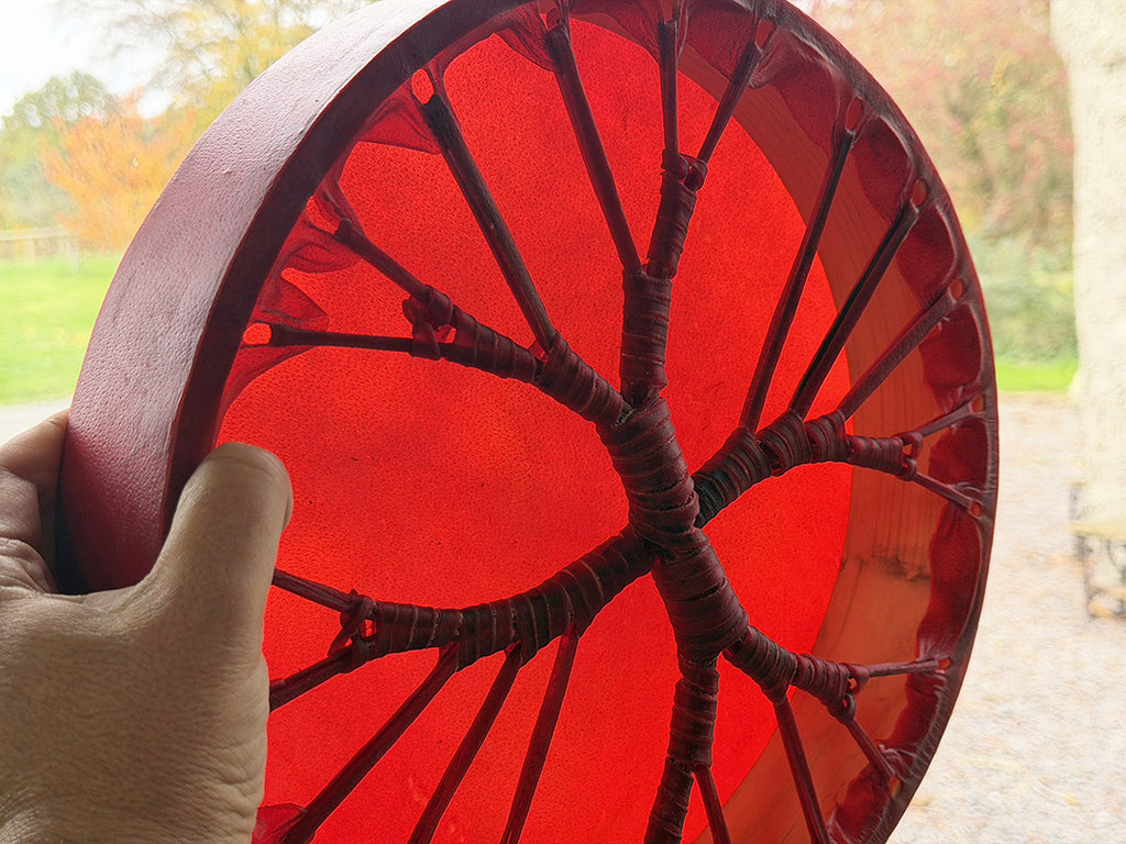 14" Buffalo Shamanic Drum Two Way Spiral Lace